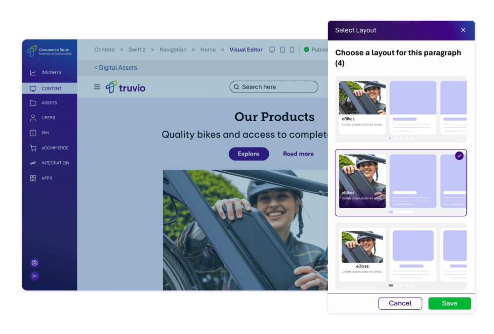 3. Truvio Swift - Content Layout Selection