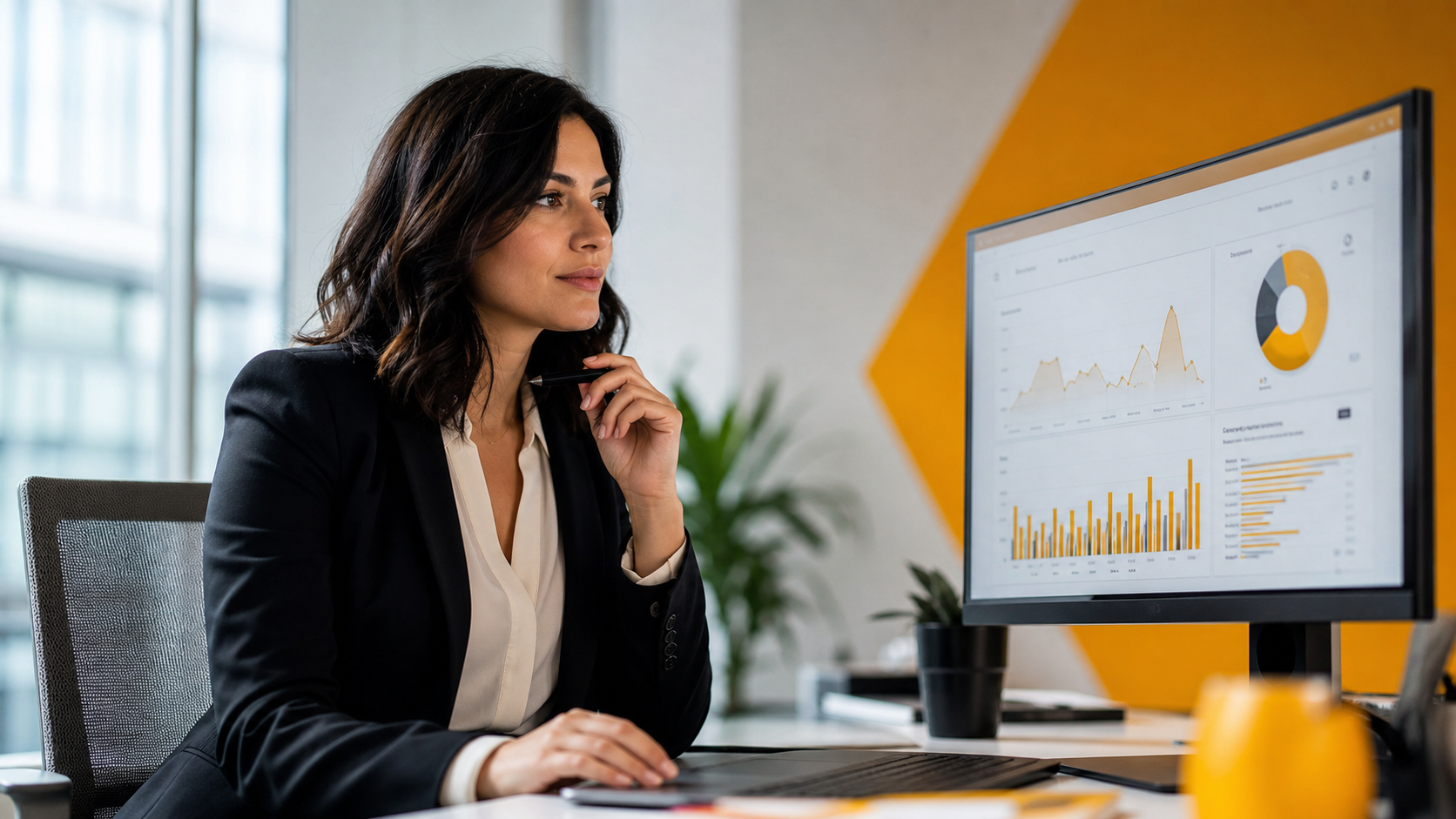 Marketing Professional Analyzing Data on Monitor