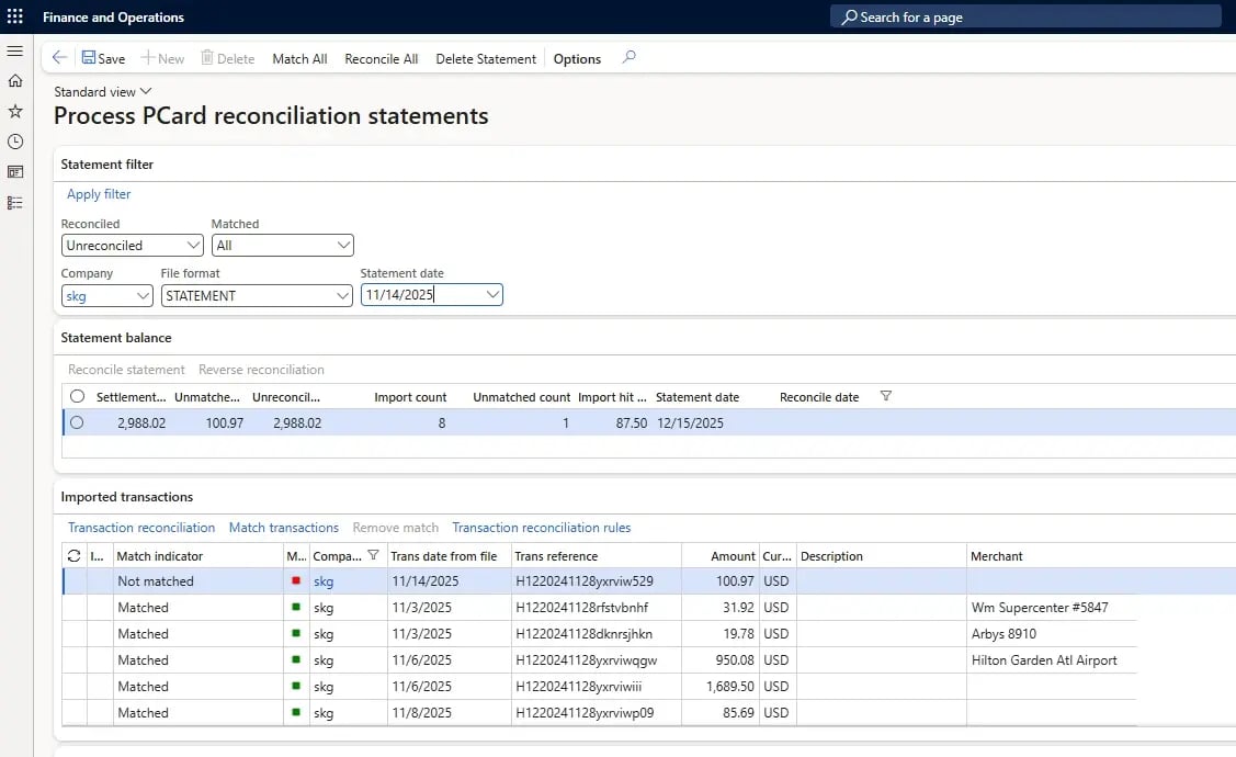 P Card Reconciliation